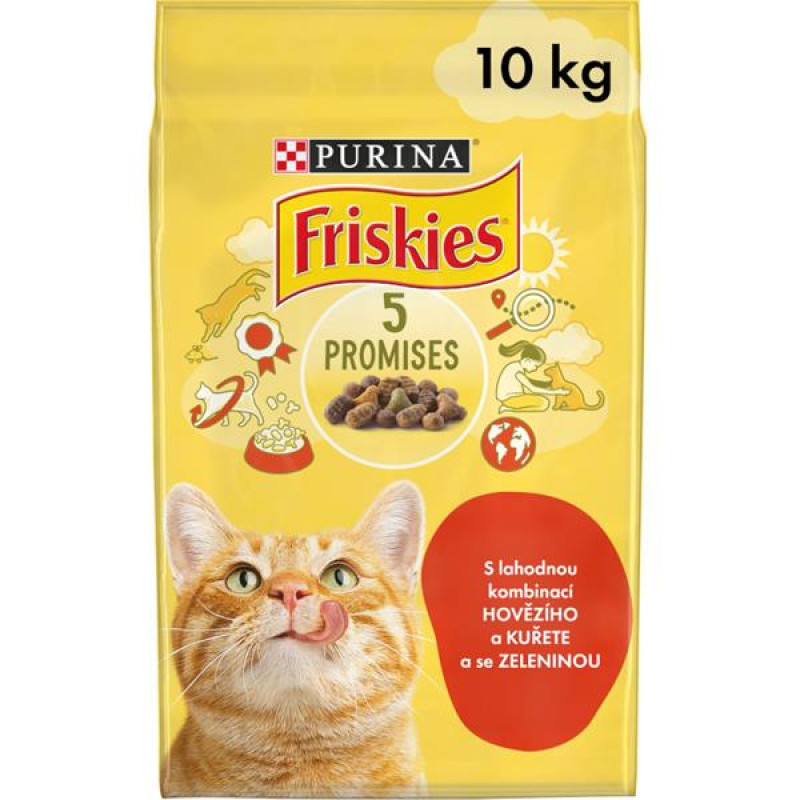 Friskies cat dry - maso, kuře a přidaná zelenina 10 kg