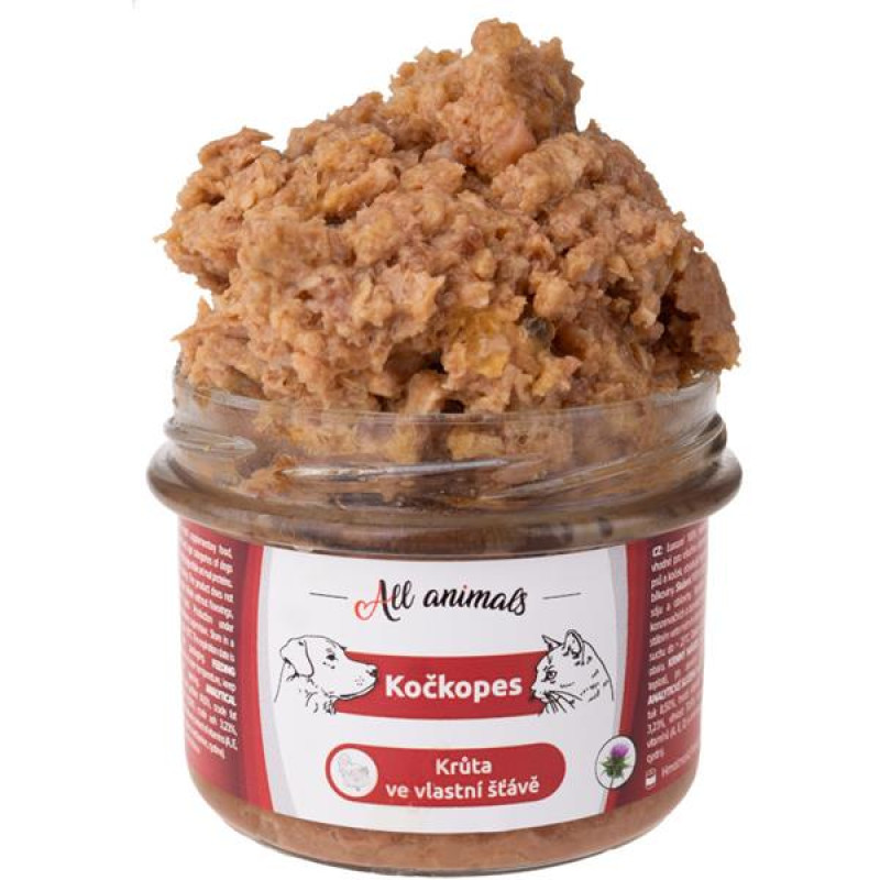 ALL ANIMALS Kočkopes sklo Krůta ve vl. šťávě 200g
