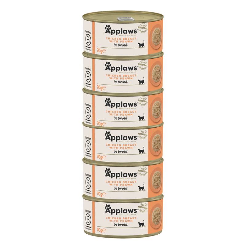 Applaws konzerva Cat Kuřecí prsa s krevetami 6x70g