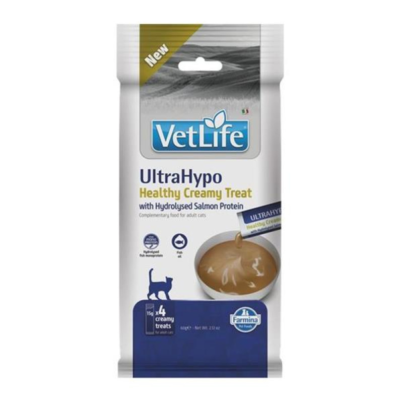 Vet Life Feline Creamy Treat pamlsek Ultrahypo Hydrolysed Salmon Protein Adult 60 g