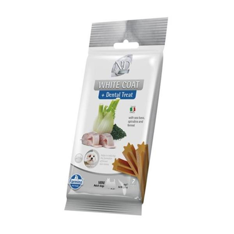N&D WHITE Dog Dental Snack Sea Bass Adult Mini 60 g
