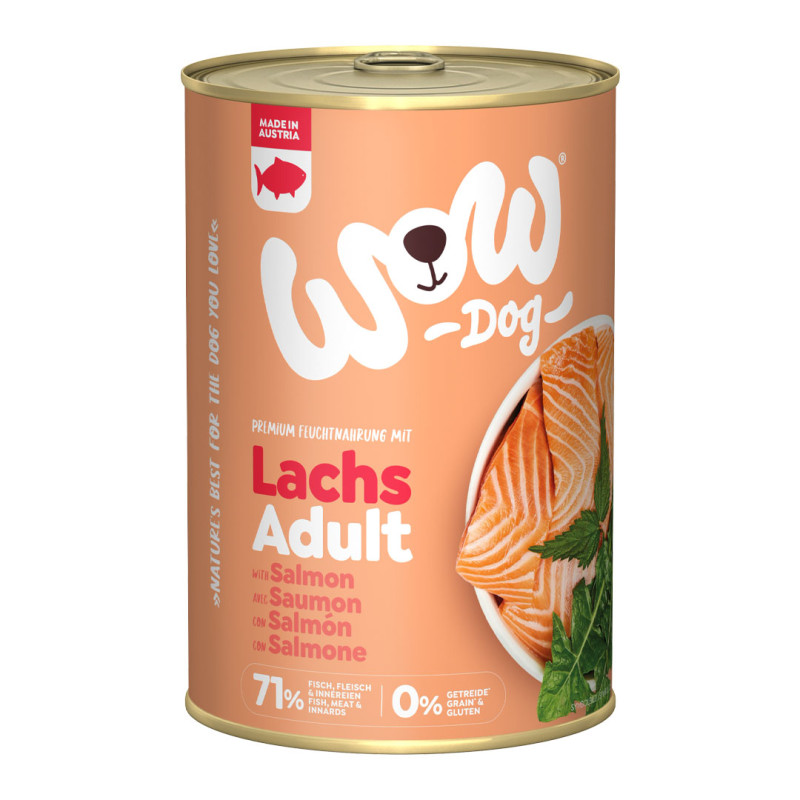 WOW Dog konzerva Losos s rajčaty Adult 400g