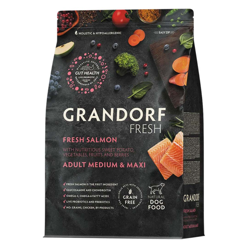 Grandorf FRESH granule pro psy Adult Medium & Maxi - Losos 10kg