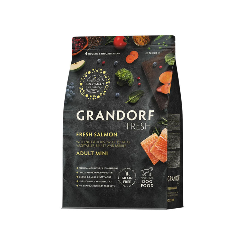 Grandorf FRESH granule pro psy Adult Mini - Losos 3kg