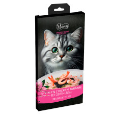 Mavsy Cat Creamy Superfood lízací pyré Tatarák Kuře s krevetami, jetelem a kaviárem 5x15g