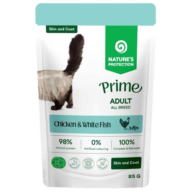 Nature's Protection Prime Cat kaps. Skin & Coat Chicken/White Fish 85 g