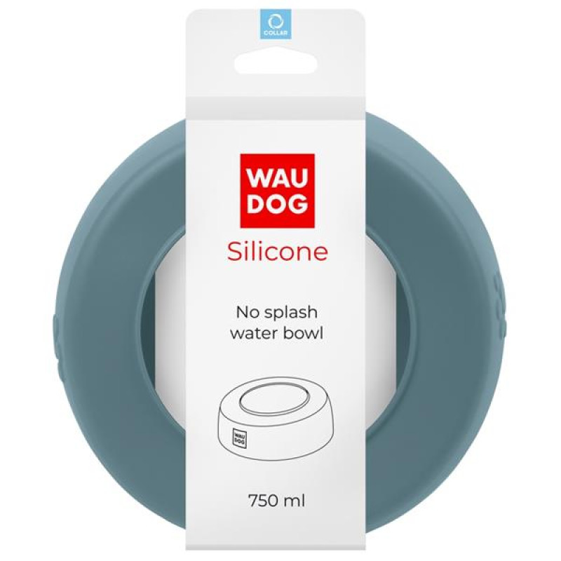 Miska silikon no splash Waudog 750ml šedá