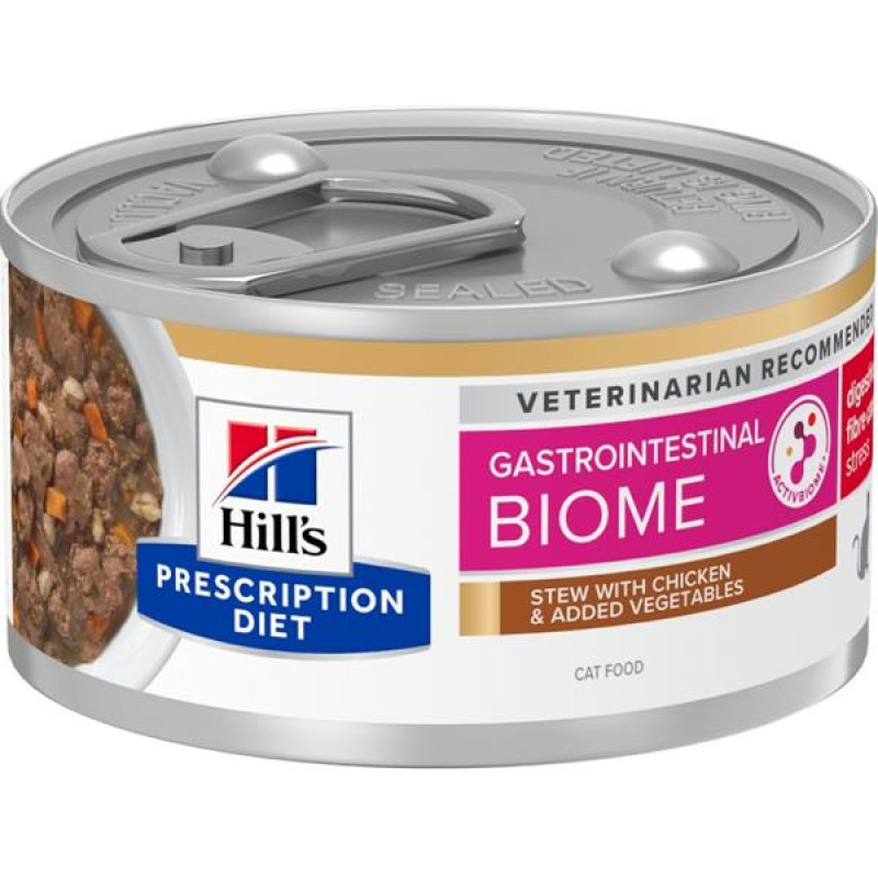 Hill's Prescription Diet Feline Biome Gastrointestinal Stress Stew kuře a zelenina konzerva 82 g