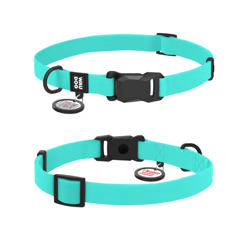 WAUDOG obojek voděodolný Collartex Magnet tyrkysový QR (26-35cm/1,5cm)