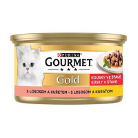 Gourmet Gold cat konz.-kousky losos a kuře 85 g