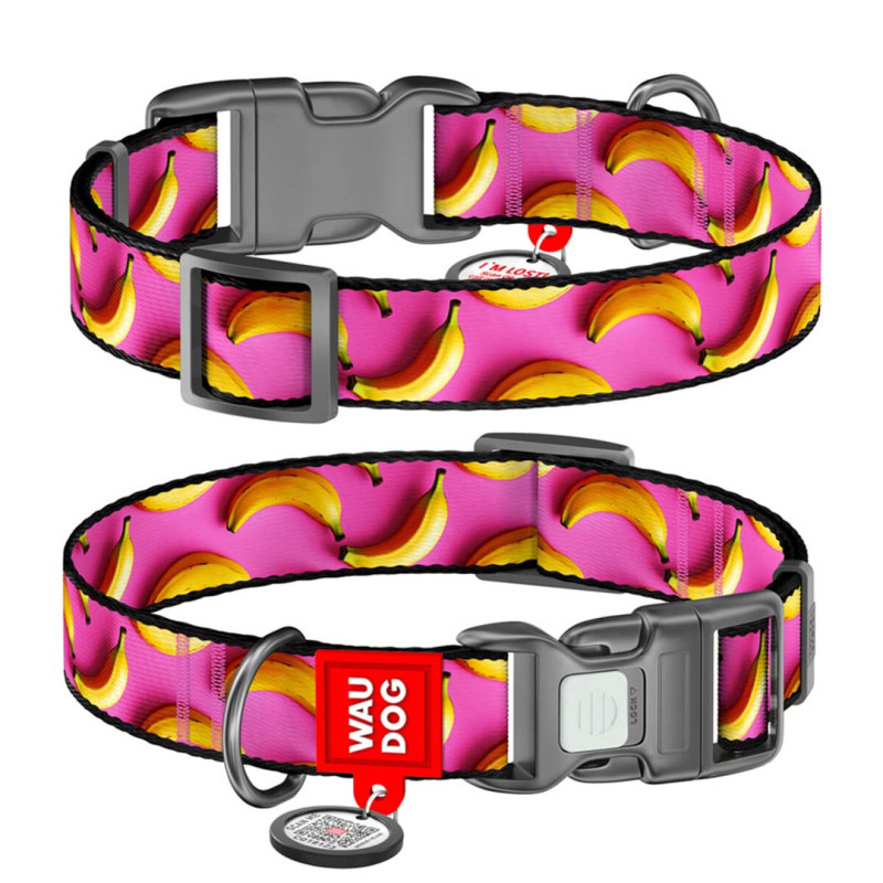WAUDOG obojek nylon Banány QR (L/33-49cm/2,5cm) 