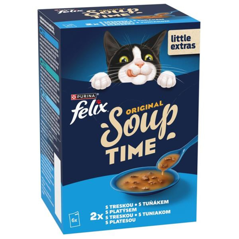 Felix Soup cat -Polévky treska,tuňák,platýs 6 x 48 g