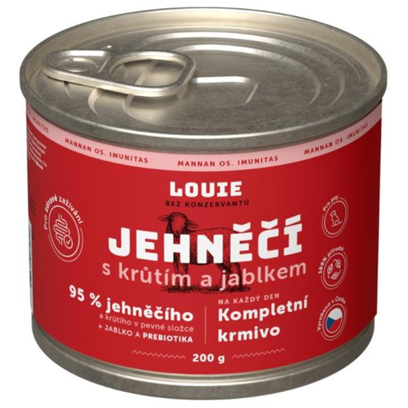 Louie konz.pro psy jehněčí, krůta, jablka 200g