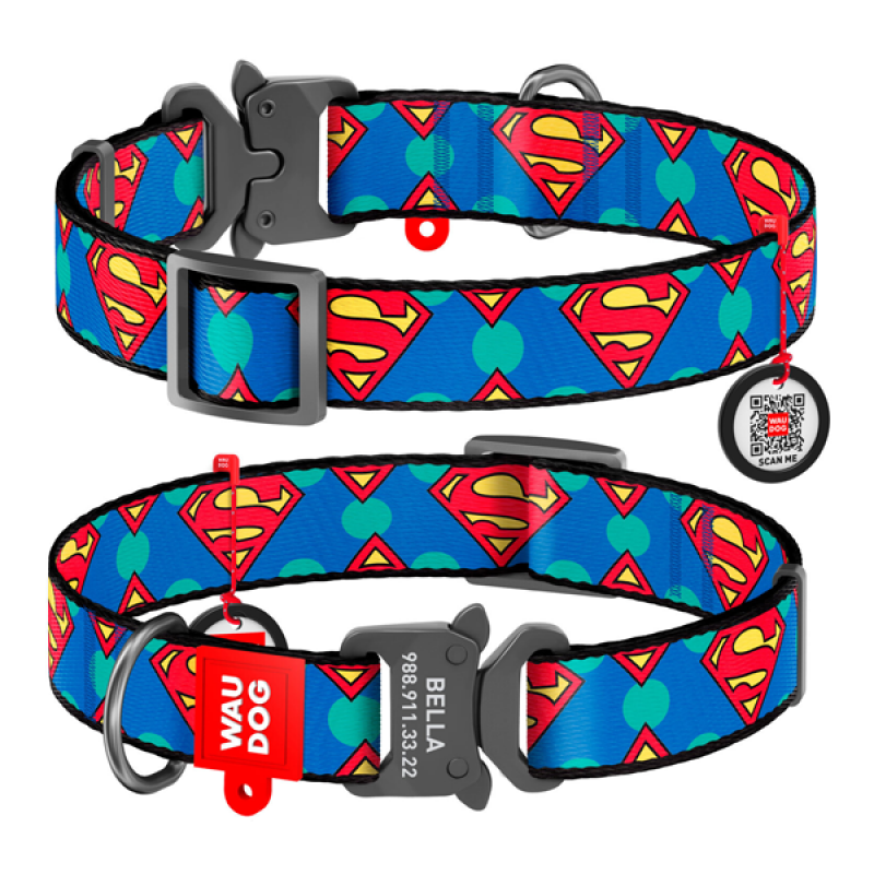 WAUDOG obojek nylonový DC Superman Logo Fastex QR (25-35cm/1,5cm) 