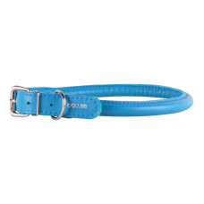Obojek kožený Glamour Round - modrý (45-53cm/13mm)