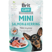 Brit Care Mini Dog kaps. Salmon&Herring sterilised fillets in gravy 85 g