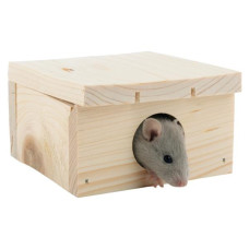 Domek dřevo křeček, myš rovná střecha 10 x 10 x 6 cm