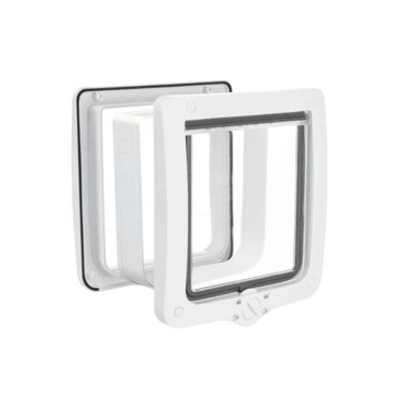 Dvířka kočka XL plast 4P s tunelem 24x28cm bílá TR