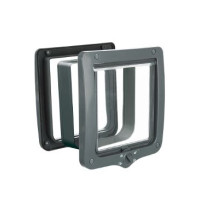 Dvířka kočka XL plast 4P s tunelem 24x28cm šedá TR