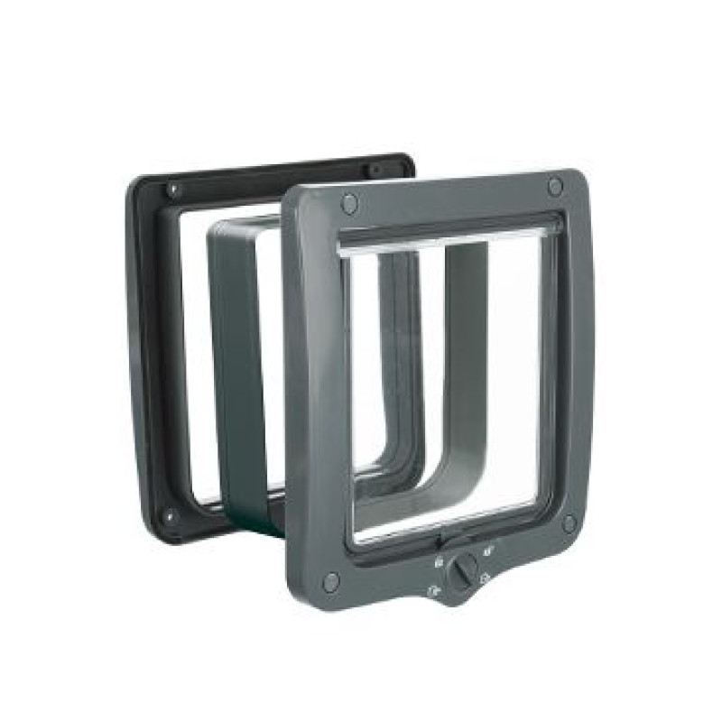 Dvířka kočka XL plast 4P s tunelem 24x28cm šedá TR