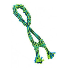 Hračka pes Bungee Smyčka s uzly modrá/zelená 35cm
