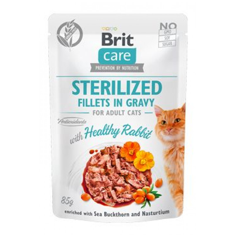 Brit Care Cat Fillets Gravy Steril Healthy Rabbit 85g