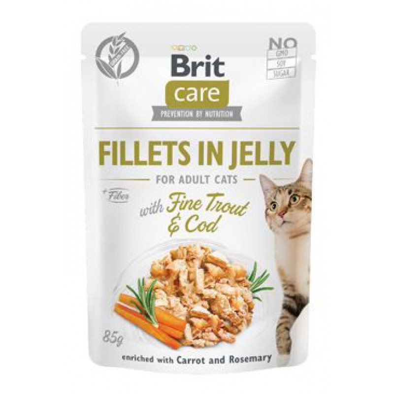 Brit Care Cat Fillets in Jelly with Trout&Cod 85g