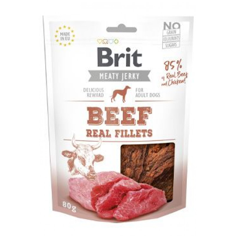 Brit Jerky Beef Fillets 80g