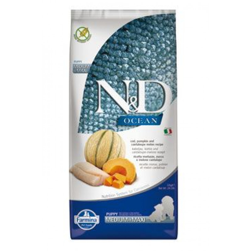 N&D OCEAN DOG Puppy M/L Codfish & Pumpkin & Melon 12kg