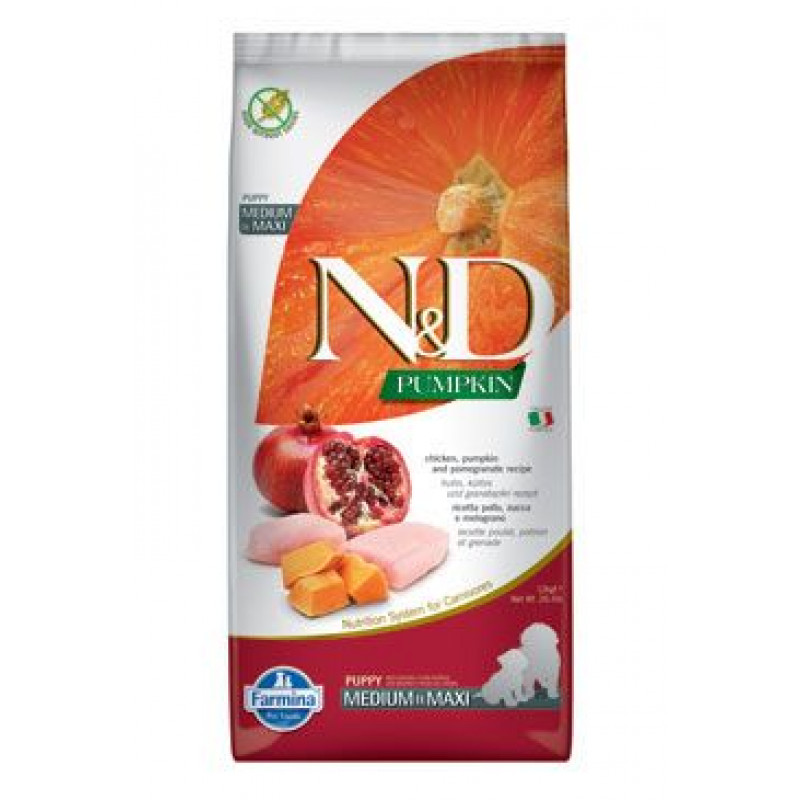 N&D Pumpkin DOG Puppy M/L Chicken & Pomegranate 12kg