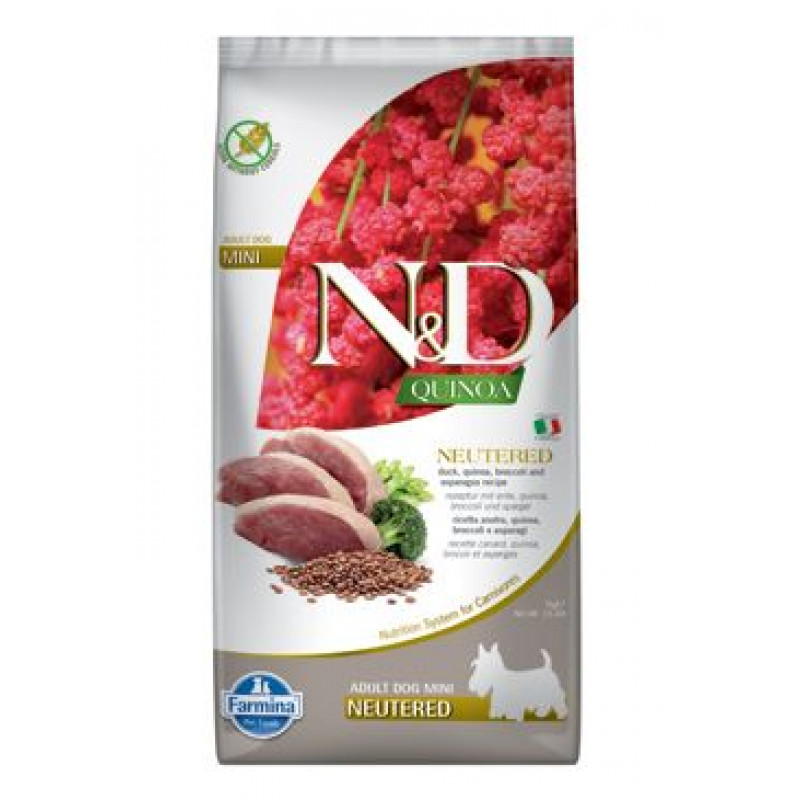 N&D Quinoa DOG Neutered Duck&Broccoli&Asp. Mini 7kg