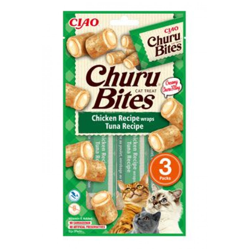 Churu Cat Bites Chicken wraps&Tuna Purée 3x10g