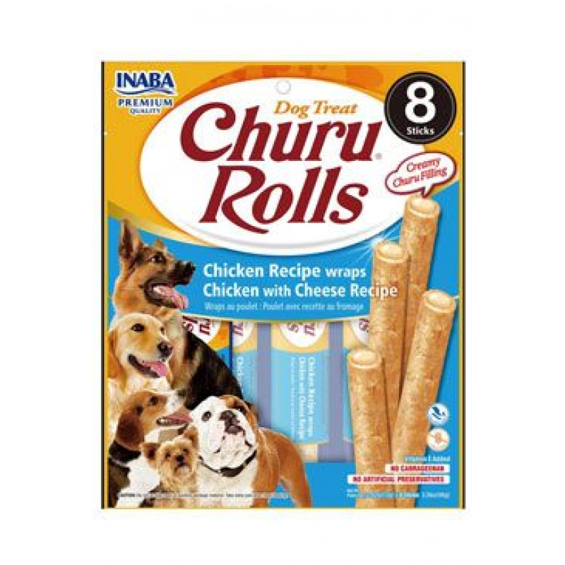 Churu Dog Rolls Chicken with Cheese wraps 8x12g