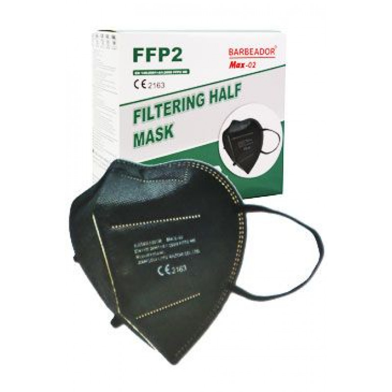 Respirátor FFP2 bez ventilu Barbeador Max02 černý 20ks