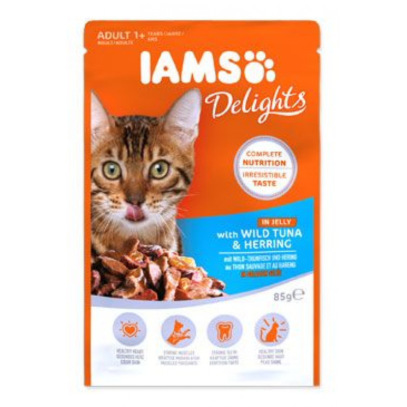 Iams Cat tuňák a sleď v želé kapsa 85g