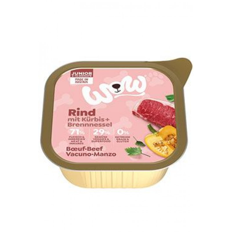WOW Dog paštika Junior hovězí s dýní 150g