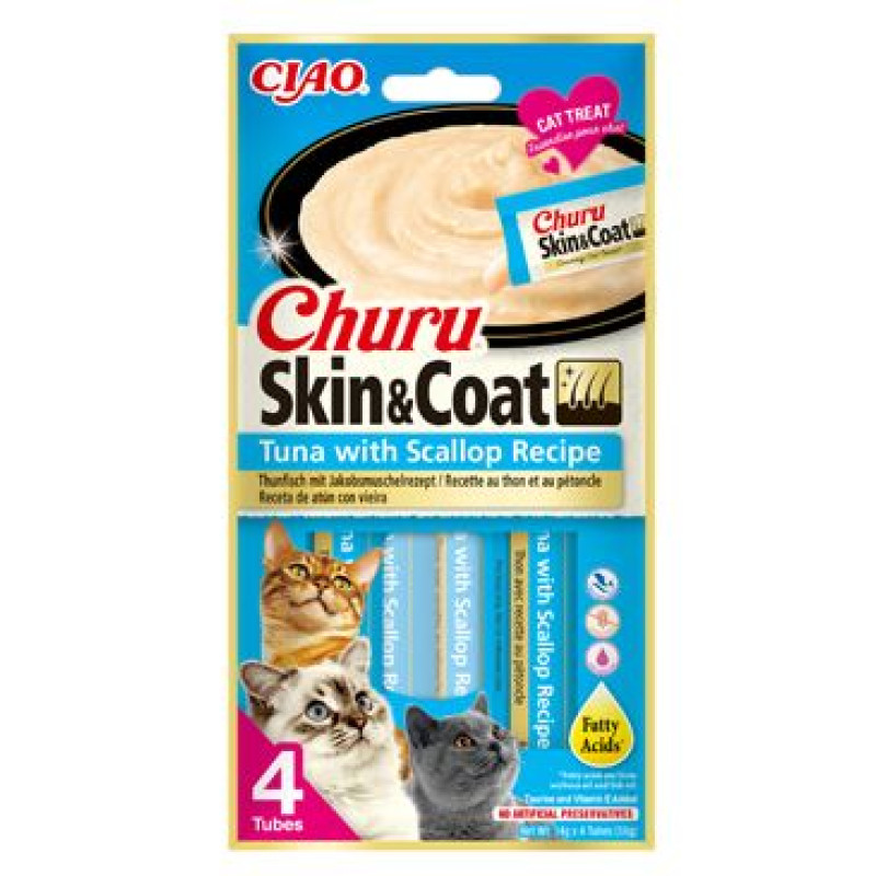 Churu Cat Skin&Coat Tuna with Scallop Recipe 4x14g