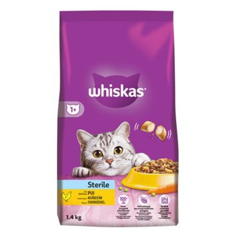 Whiskas Dry Sterile s kuřecím masem 1,4kg