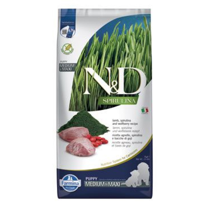 N&D SPIRULINA DOG Puppy M/L Lamb & Wolfberry 7kg