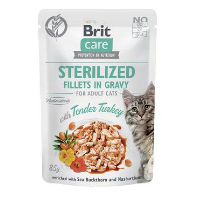 Brit Care Cat Fillets in Gravy Steril. Tend.Turkey 85g