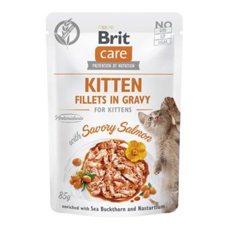 Brit Care Cat Fillets in Gravy Kitten Savor.Salmon 85g