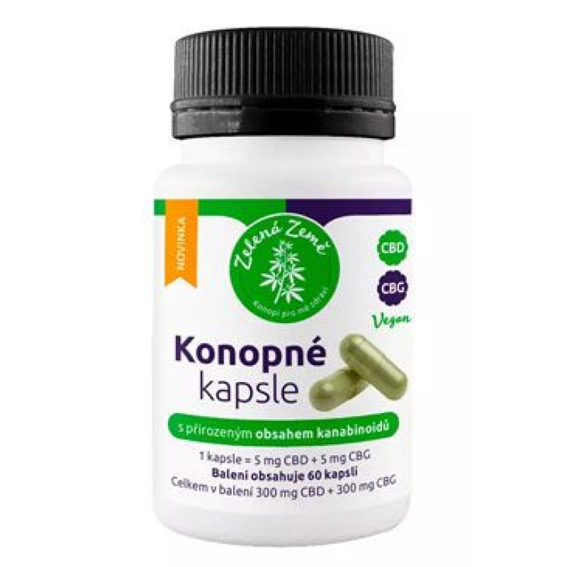 Konopné kapsle s obsahem CBD+CBG 60cps