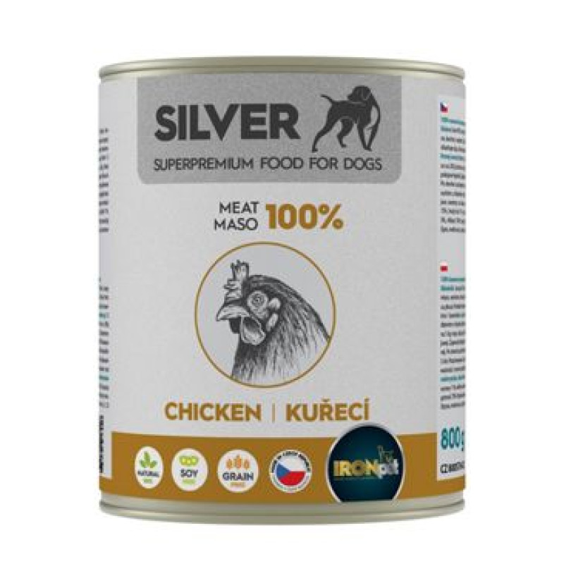 IRONpet Silver Dog Chicken konzerva 800g