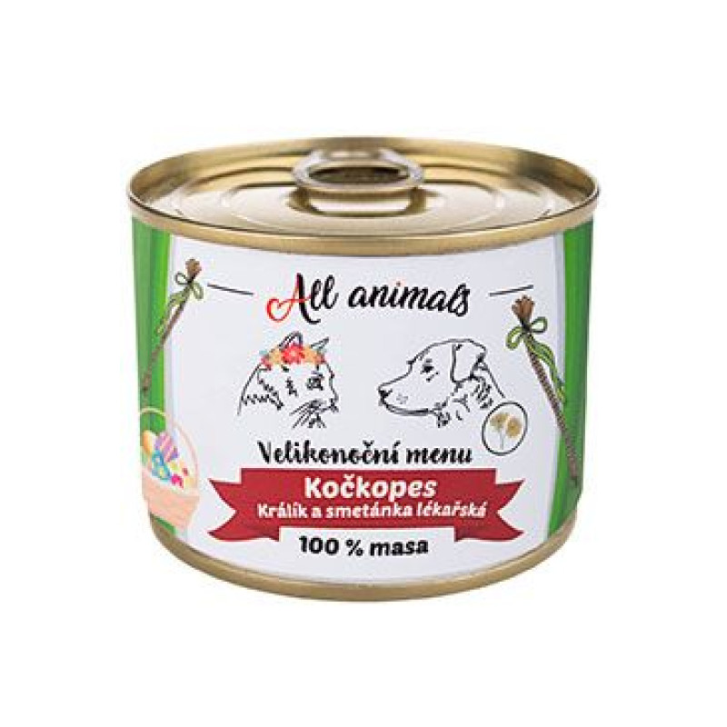 All Animals kočkopes Velikon.menu králík+smetánka 200g