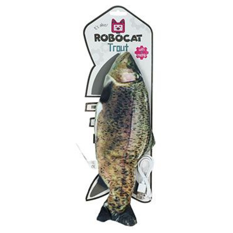 Hračka kočka Robocat Fish pstruh madnip, USB 30cm
