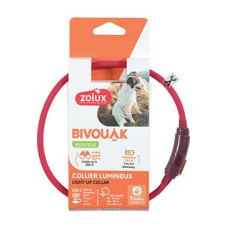Obojek LED malý BIVOUAK 20-40cm USB červená Zolux