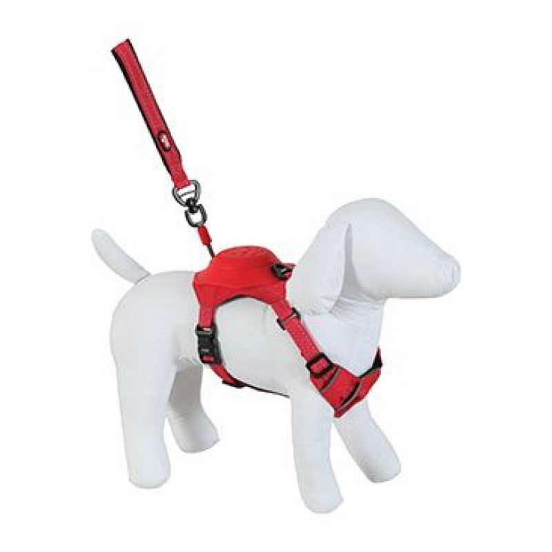 Postroj pes s vodítkem EASY RIDE červená S Zolux