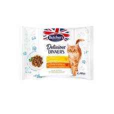 Butcher's Cat Delic.Dinners kuř/kuř+krůtí kapsa 4x100g