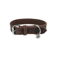 Obojek kožený Rustic L 48-56cm/25mm tm.hnědý TR
