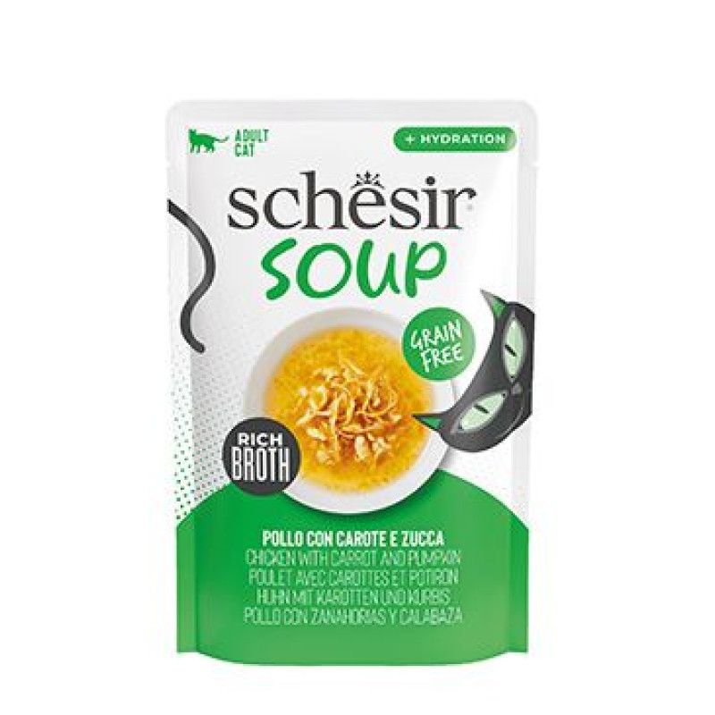 Schesir Cat kapsa Adult Soup kuře/mrkev/dýně 40g